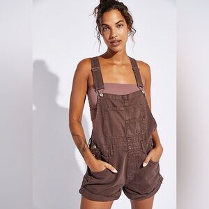 Free People Ziggy Shortalls in Mocha